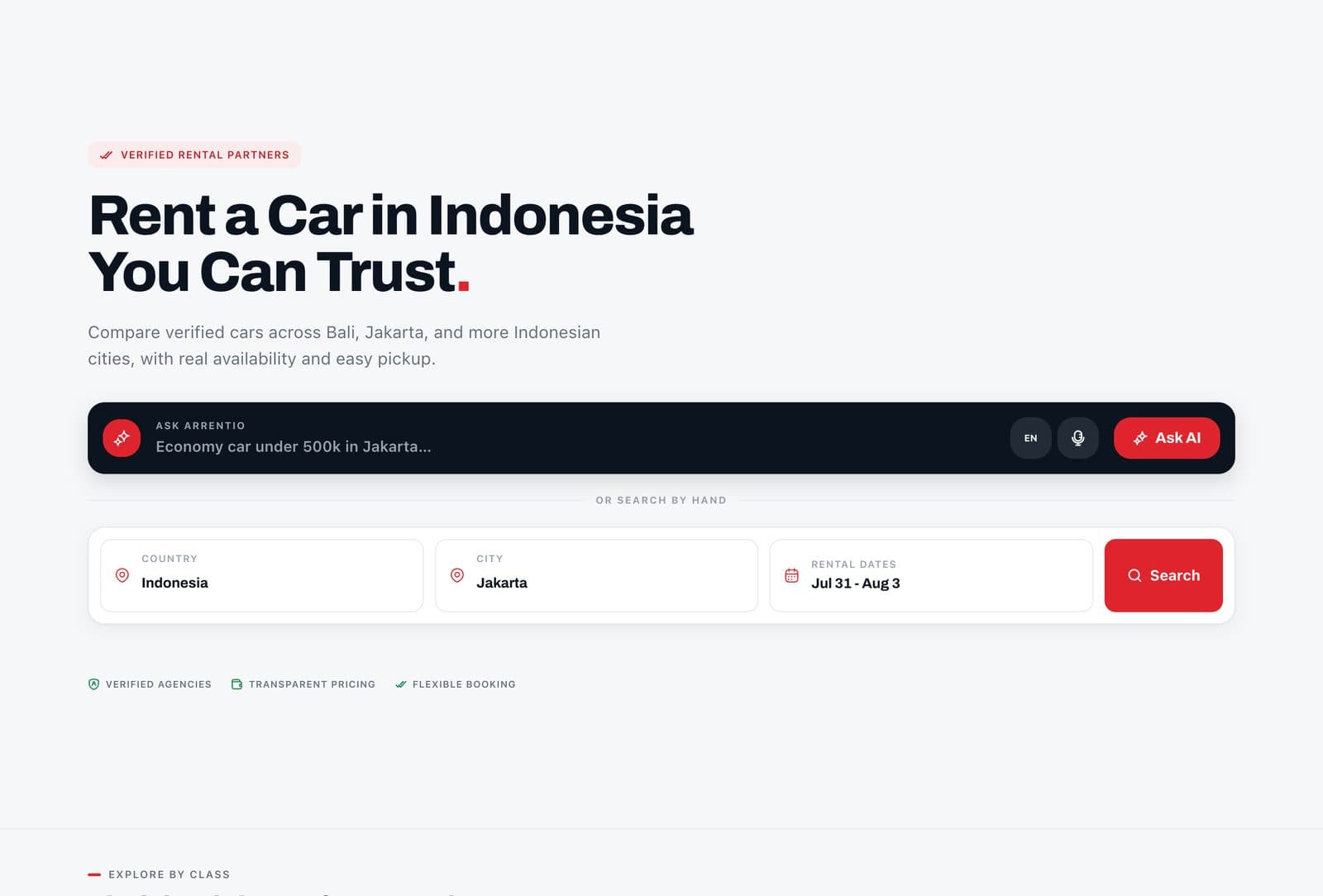 Arrentio marketplace homepage